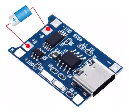 Modulo Carga Tipo C Bateria De Litio Tp4056 18650 10 Piezas.