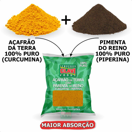Cúrcuma + Pimenta Do Reino Pó 1kg 100% Puro Alta Absorção (Curcumina + Piperina)