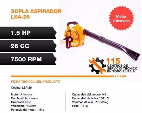 Sopladora Aspiradora Hojas Naftera Lsa-26 Lusqtoff Explosión