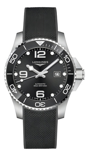 Relógio Longines L3.782.4.56.9 Hydroconquest 43mm Automatic Correia Preto Bisel Preto Fundo Preto