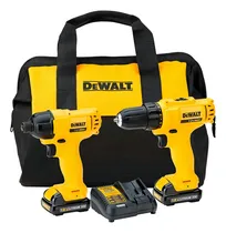 Comprar Combo Furadeira e Parafusadeira Sem Fio Dewalt, Modelo Dck199, 1 Furadeira e Parafusadeira 10mm, 1 Parafusadeira de Impacto 6,3mm, Com Bolsa de Ferramentas Dewalt, 2 Baterias 12V, 1 Carregador , Bivol