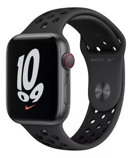 Apple Watch Nike SE (GPS + Cellular, 44mm) - Caja de aluminio color gris espacial - Correa deportiva Nike Carbono/Negro