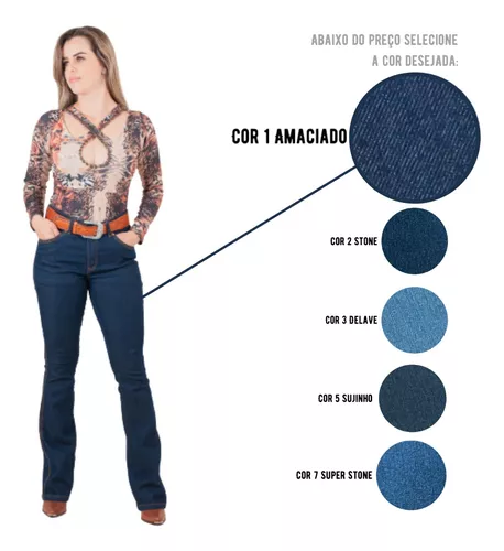 Calça Jeans Cintura Alta Feminina Modelo Country Coll Jeans