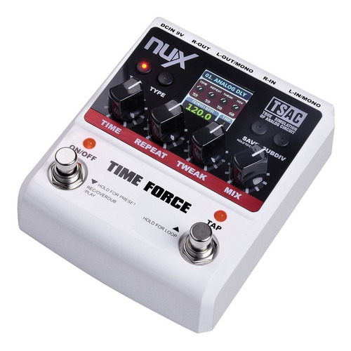 Pedal de atraso digital Nux Time Force True By Pass