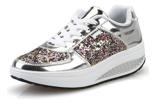 Zapatillas De Mujer Color Diamond Sequin Mirror