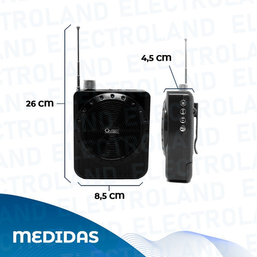 Imagen 6 de 10 de Parlante Bluetooth Portátil Radio Sd Megáfono 5w