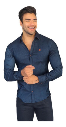 Camisa Jeans Masculina Slim Manga Longa - Alta Qualidade