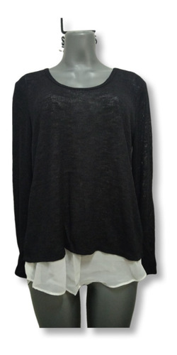 Blusa Negra Con Fondo Blanco Talla M