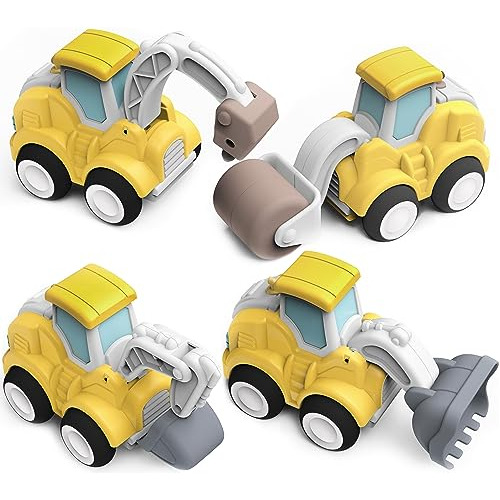 Juguetes Mini De Construcción Niños, Set De 4 Excavad...