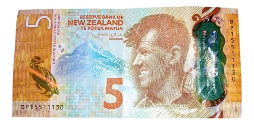 Billete De Nueva Zelanda 5 Dolares Vf+