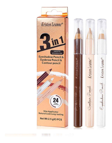 Set De 3 Lápices Delineadores De Ojos Negros Para Cejas, Láp