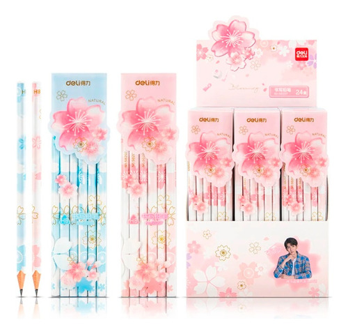 12pz Lapices De Grafito Con Diseño De Flores Kawaii Sakura 
