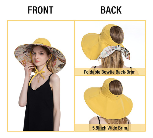Sombrero De Cola De Caballo Reversible Upf 50 Para Mujer