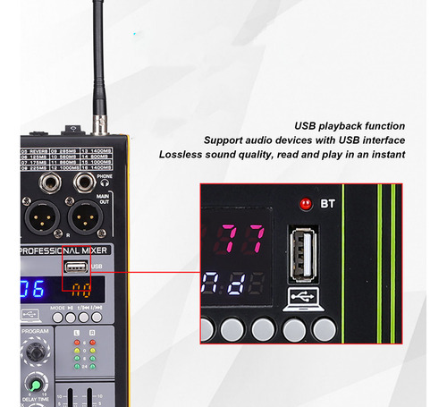 Mixer De Som De 4 Canais Sm4 Mixing Console Dual Wireless