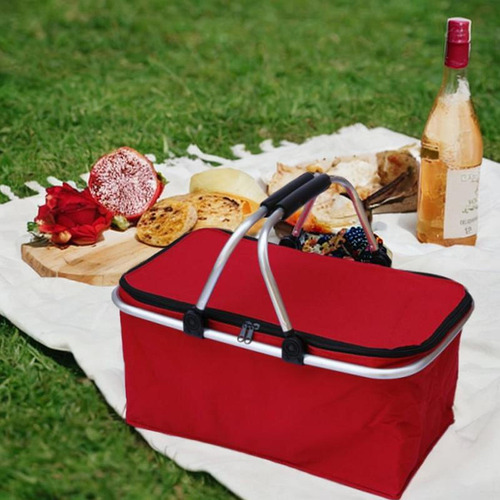 Cesta De Picnic Aislada Cesta De Compras Plegables Rojo
