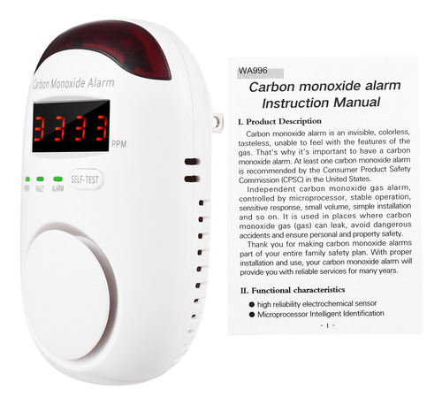 Alarma De Gas Con Detector De Monóxido De Carbono Y Alerta E