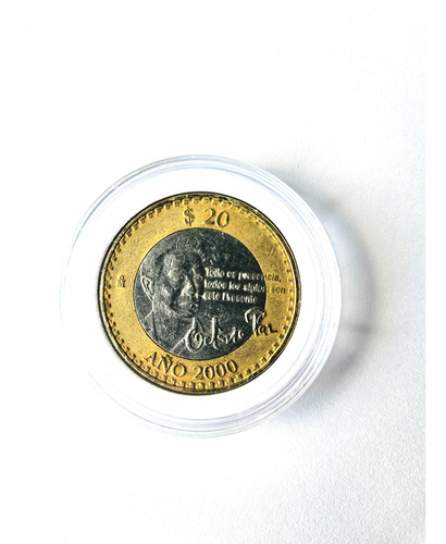 1 Moneda 20 Pesos Octavio Paz Año 2000 Circulada Escasa