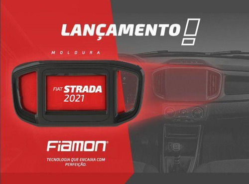 Imagem 1 de 2 de Moldura Multimida 2 Din Fiat Strada 2020 2021 Black Piano