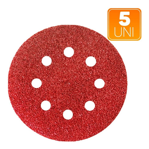 Disco Lixa Com Velcro Perfurado 125mm Grão 180 Com 5unidades