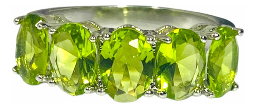 Anillo Sin Fin Eternidad Cuarzo  Peridoto Facetado Natural