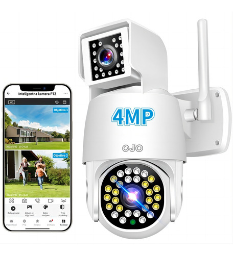 Ojo®  4mp Dual Lente Cámara De Seguridad Wifi Dual Pantalla