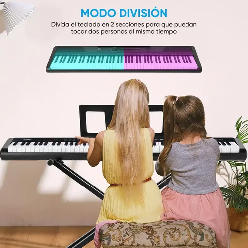 Derwrtup Teclado Musical De 37 Teclas Para Niños – Piano Portátil Con Micrófono Ajustable Y 5 Sonidos De Instrumentos – Juguete Educativo Para Aprender Música En Casa O Aula – Batería Recargable Por USB