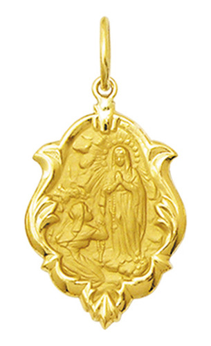 Medalha Religiosa Nossa Senhora De Lourdes Ouro 18k 2,1cm