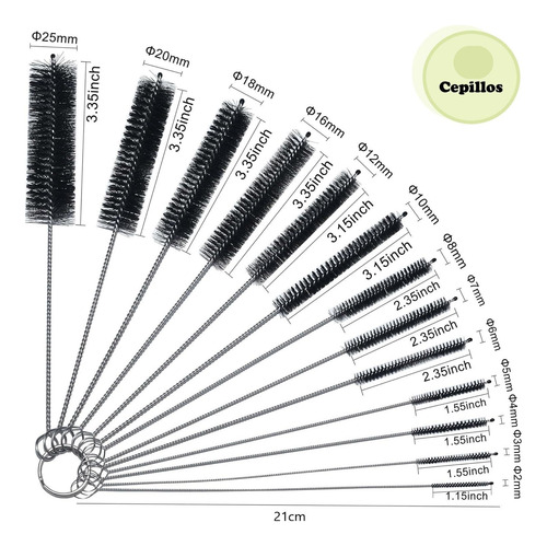 Conjunto De 10 Escovas De Limpeza: Canudos, Tubos, Garrafas