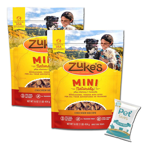 (2 Pack) Zuke Mini Naturals Dog Treats Chicken Flavor 16 Oz