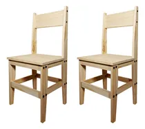 Comprar Kit 2 Sillas Living Comedor Moderno Madera Maciza Sajo Estructura de la silla Natural Asiento Natural