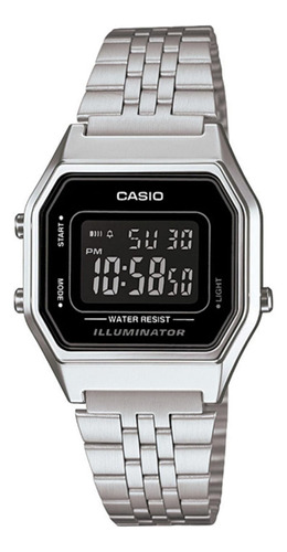 Reloj Retro Plateado De Tamaño Mediano Para Mujer Casio La-6