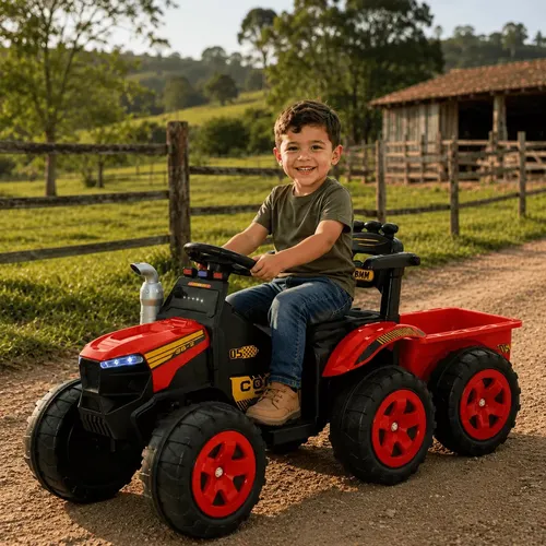 Trator Infantil Eletrico Biemme Super Farmer Vermelho 12v Com Controle Remoto Mini Trator Com Cacamba