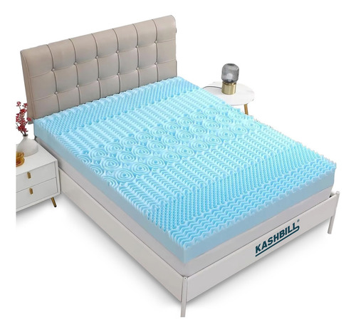 Colchoneta Kashbill Memory Foam, 7 Zonas, 5 Cm King Size Color Azul