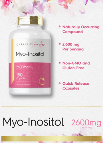 Myo-inositol Carlyle 2,600 Mg 180 Cápsulas Sin Omg Sin Glute