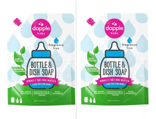 Dapple Bottle&dish Liquid Soap Refill-fragrance Free 1l 2 Pz