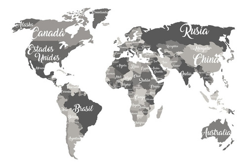 Vinilos Decorativos Planisferio Mapa Paises Gris 60x90cm