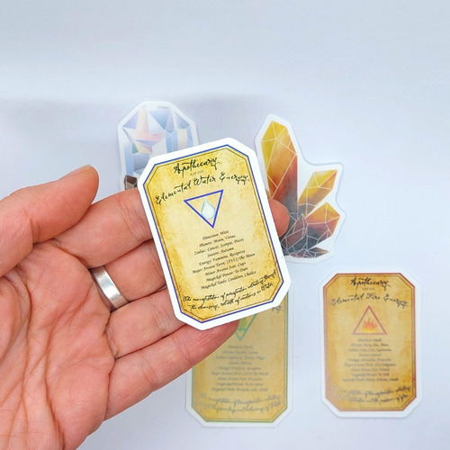 Set 5 Stickers. Magia Cristales. Cuarzos Ahumado. Alquimia
