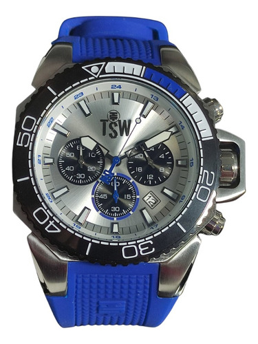 Reloj Technosport Hombre Ts-100-z1 Azul Color Del Bisel Negro Color Del Fondo Plateado