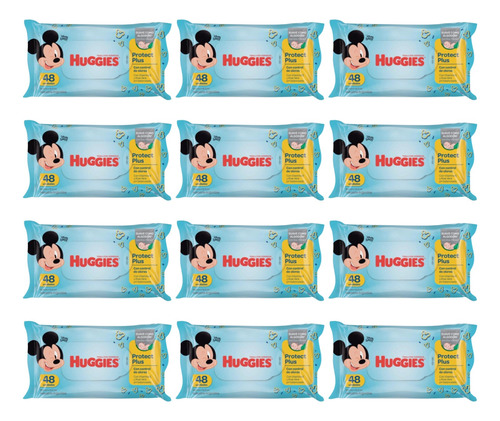 Pack X12 Toallitas Húmedas Huggies Protect Plus Mickey X48