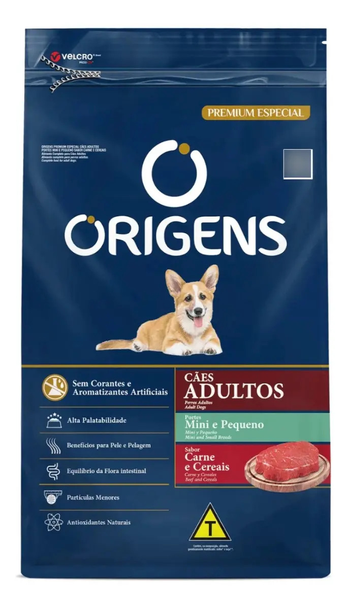 Ração Origens Cães Adultos Mini Pequeno Carne Cereais 15 Kg