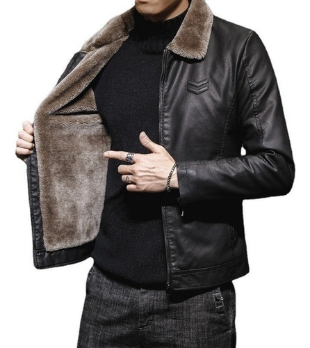 Chaqueta De Cuero Gruesa Para Hombre Invierno Otoño