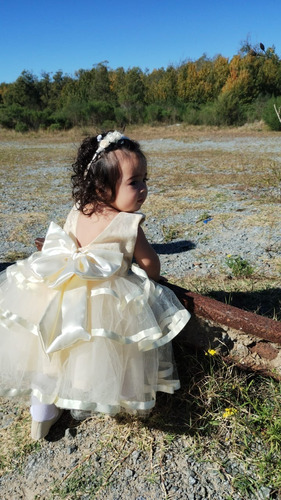 Vestido De Nena Para Fiesta Con Moño Bautismo