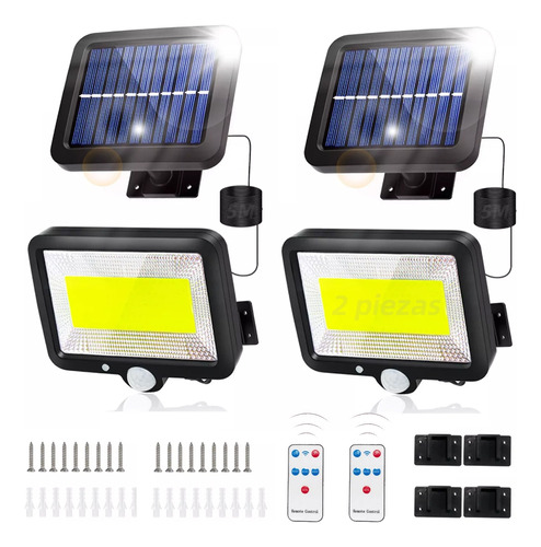 Lámpara Solar Recargable Luz Solar Exterior Jardín 100 Led