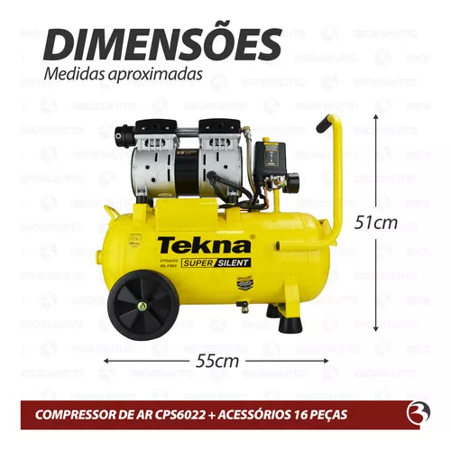 Compresor de aire eléctrico portátil Tekna Motocompressor Membrana  Diafragma Pintura Limpeza Compressor Ar Direto monofásico 20L 1.5hp 110V  amarillo