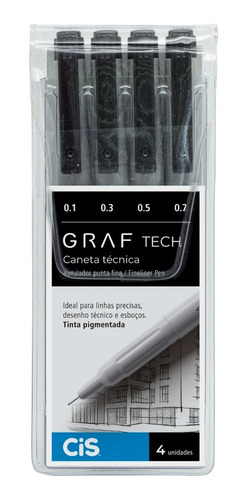 Caneta Técnica Graf Tech C/4 Cis