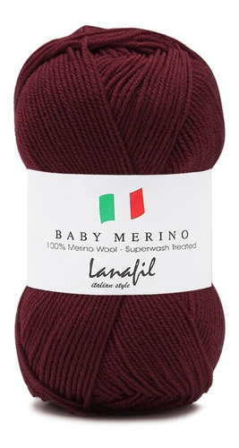 Lã Baby Merino Superwash Lanafil 50g Tex 303 100% Lã Merino Cor 3147/67M- Marsala