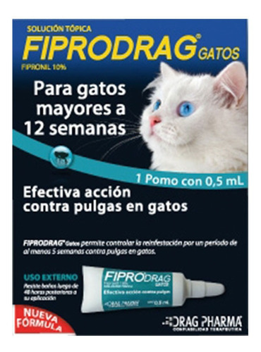 3 Pipetas Fiprodrag Pipeta Anti Pulgas Para Gatos