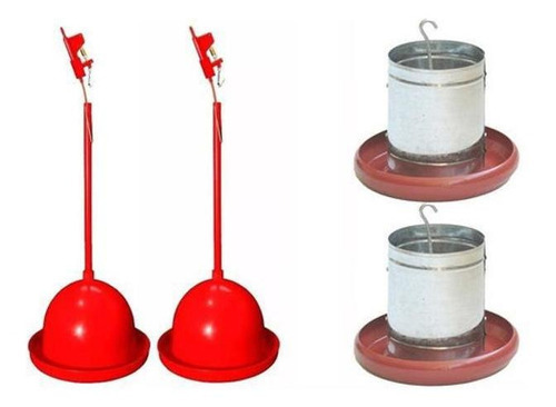 Kit 2 Bebedouros Pendulares + 2 Comedouros Galvanizado 5kg