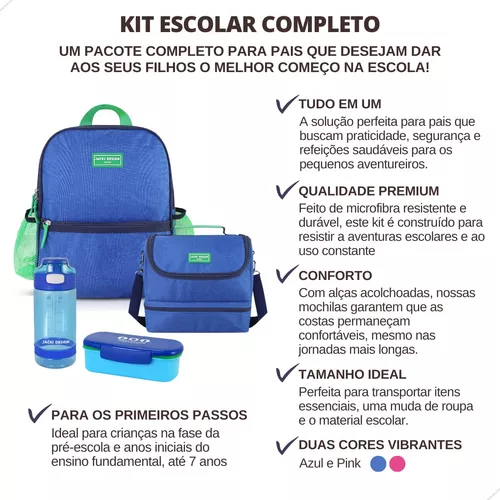 Lancheira Térmica Infantil Escolar Potes Lanche E Garrafinha - Kit