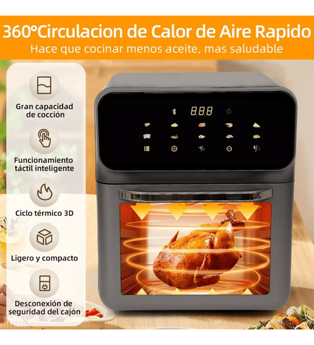 Freidora De Aire Yasuhisa Fd-1015b 10l 1350w Digital